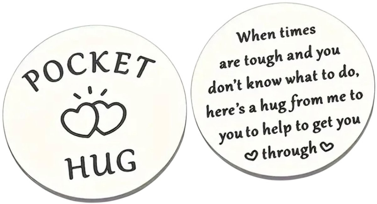 Pocket hug - Coin - Geluksmunt - Liefde - Wens - Knuffel - Geluktekoop